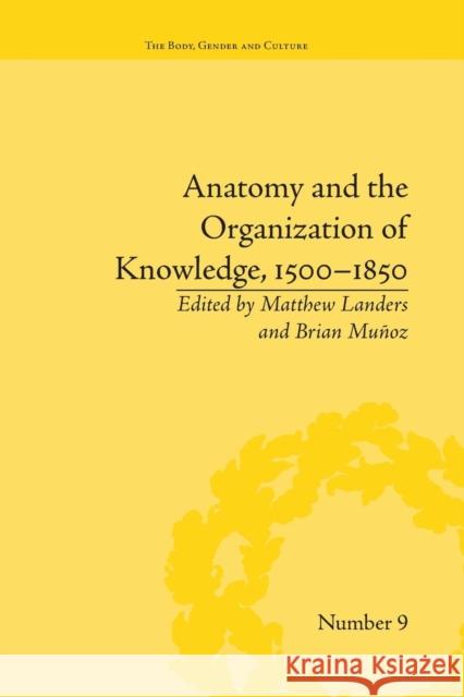 Anatomy and the Organization of Knowledge, 1500-1850 Brian MuÃ±oz   9781138664623 Taylor and Francis