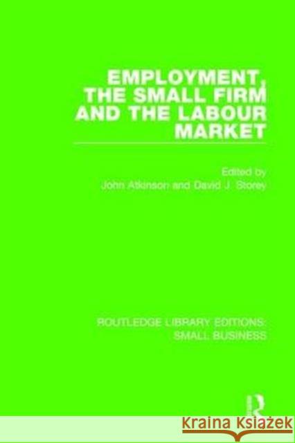 Employment, the Small Firm and the Labour Market John Atkinson David J. Storey  9781138675667 Taylor and Francis
