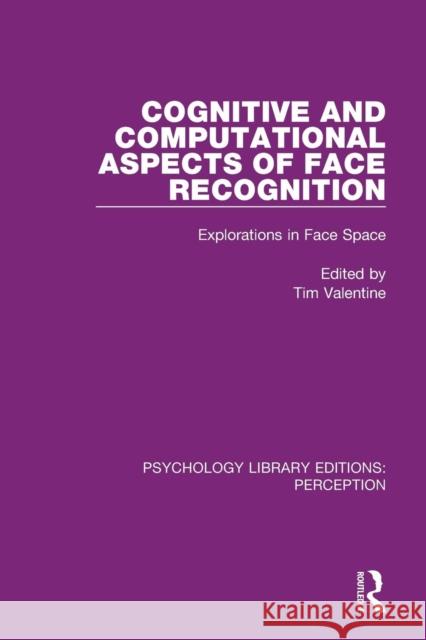 Cognitive and Computational Aspects of Face Recognition: Explorations in Face Space Tim Valentine 9781138699366 Routledge