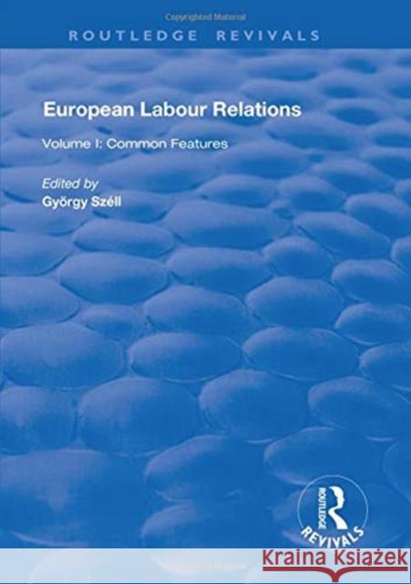 European Labour Relations: Volume I - Common Features Széll, György 9781138702912