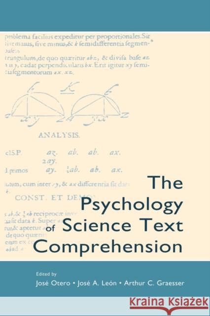 The Psychology of Science Text Comprehension Jose Otero Jos Lecentsn Arthur C. Graesser 9781138833401