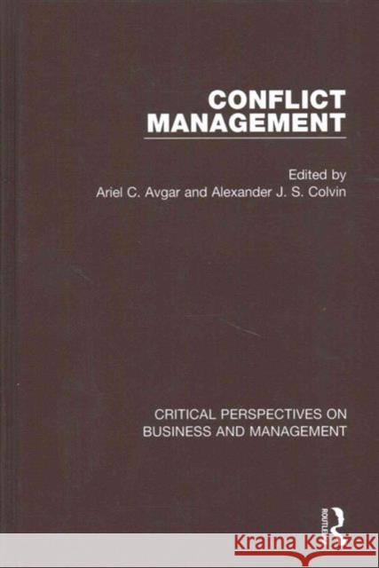 Conflict Management Ariel Avgar 9781138933224 Routledge