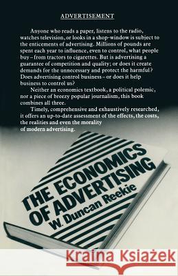 The Economics of Advertising W. Duncan Reekie 9781349048793 Palgrave MacMillan