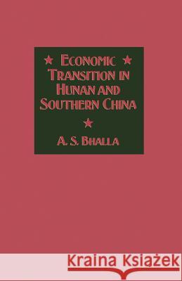 Economic Transition in Hunan and Southern China A. S. Bhalla 9781349072095 Palgrave MacMillan