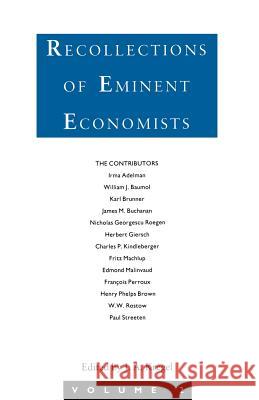 Recollections of Eminent Economists J. a. Kregel 9781349097784