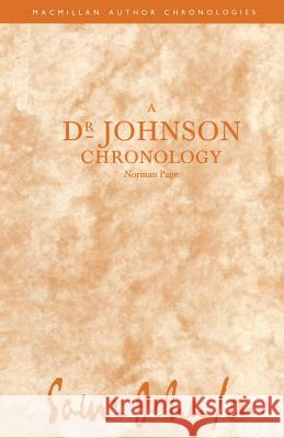A Dr Johnson Chronology Norman Page 9781349100385 Palgrave MacMillan