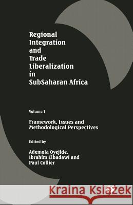 Regional Integration and Trade Liberalization in Subsaharan Africa: Volume 1: Framework, Issues and Methodological Perspectives Collier, Paul 9781349256389