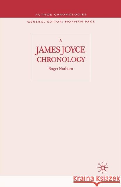 A James Joyce Chronology R. Norburn 9781349511433 Palgrave MacMillan