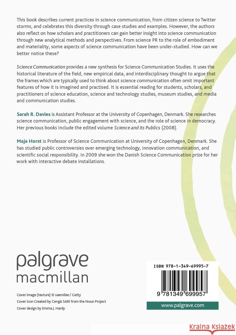 Science Communication: Culture, Identity and Citizenship Sarah R. Davies Maja Horst 9781349699957 Palgrave MacMillan
