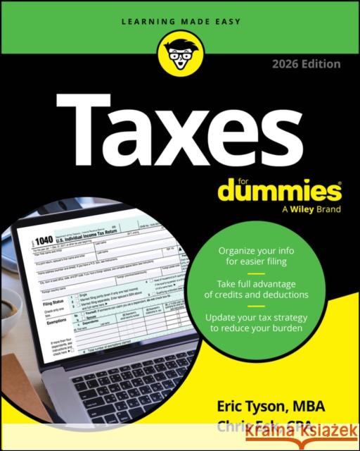 Taxes for Dummies, 2026 Edition Chris Eck 9781394350513 For Dummies