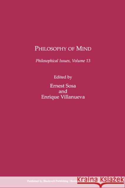 Philosophy of Mind, Volume 13 Sosa, Ernest 9781405108508