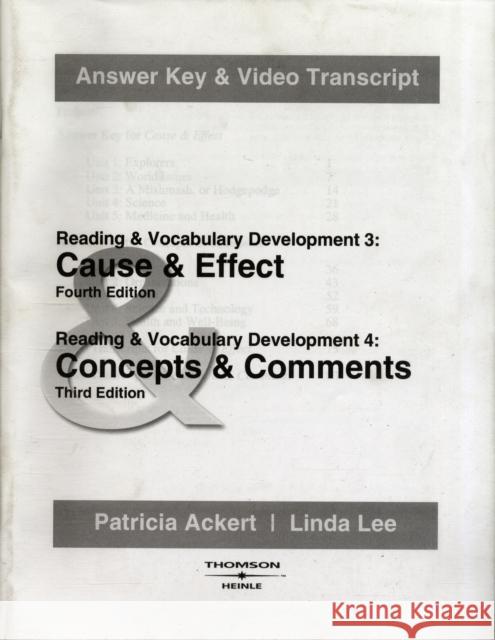 Cause & Effect/Concepts & Comments: Answer Key and Video Transcripts Ackert 9781413006124 CENGAGE LEARNING