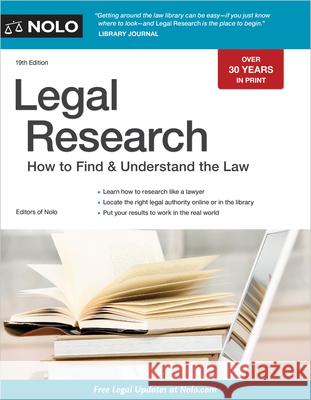 Legal Research: How to Find & Understand the Law  9781413328882 NOLO
