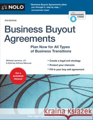 Business Buyout Agreements: Plan Now for All Types of Business Transitions  9781413329650 NOLO