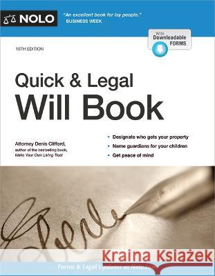 Quick & Legal Will Book Denis Clifford 9781413330779 NOLO