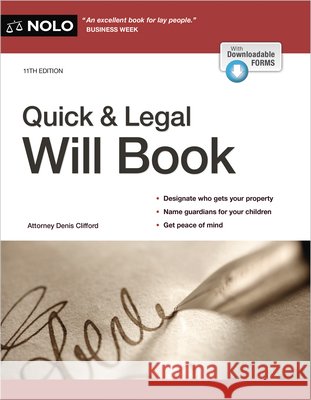 Quick & Legal Will Book  9781413332995 NOLO