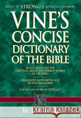 Vine's Concise Dictionary of Old and New Testament Words William E. Vine W. E. Vine 9781418501501 Nelson Reference & Electronic Publishing