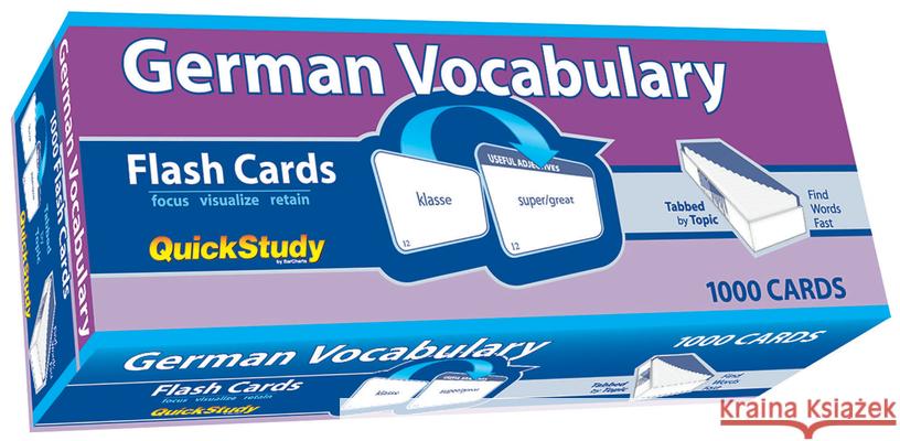 German Vocabulary Flash Cards - 1000 Cards: A Quickstudy Reference Tool Arnet, Liliane 9781423207849 Barcharts