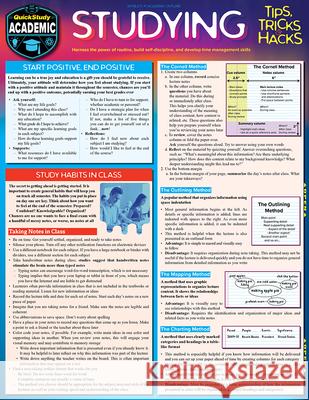 Studying Tips, Tricks & Hacks: Quickstudy Laminated Reference Guide to Grade Boosting Techniques Misa Lindberg 9781423234791