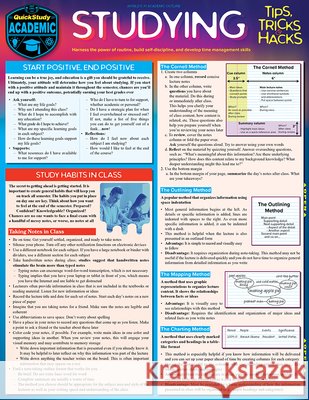 Studying Tips, Tricks & Hacks: Quickstudy Laminated Reference Guide to Grade Boosting Techniques Inc. BarCharts 9781423234791