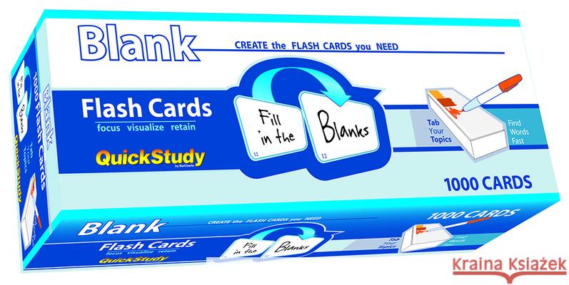 Blank Flash Cards - 1000 Cards: A Quickstudy Reference Tool Barcharts Inc 9781423241997