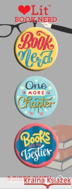 Book Nerd 3 Badge Set Gibbs Smith 9781423649700