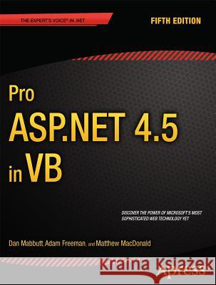 Pro ASP.NET 4.5 in VB Dan Mabbutt 9781430243533 0