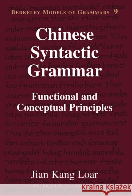 Chinese Syntactic Grammar: Functional and Conceptual Principles Rauch, Irmengard 9781433112522