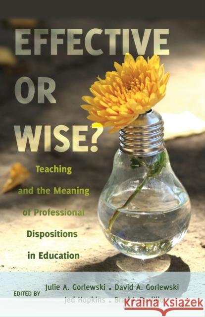 Effective or Wise?: Teaching and the Meaning of Professional Dispositions in Education Steinberg, Shirley R. 9781433121319 Peter Lang Gmbh, Internationaler Verlag Der W