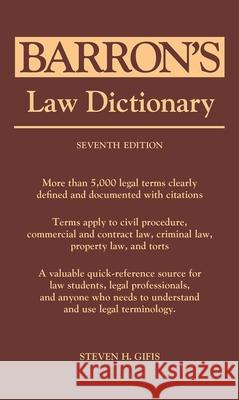 Law Dictionary Steven H. Gifis 9781438006956 Peterson's Guides,U.S.