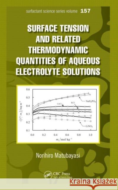 Surface Tension and Related Thermodynamic Quantities of Aqueous Electrolyte Solutions Matubayasi, Norihiro 9781439880876 CRC Press