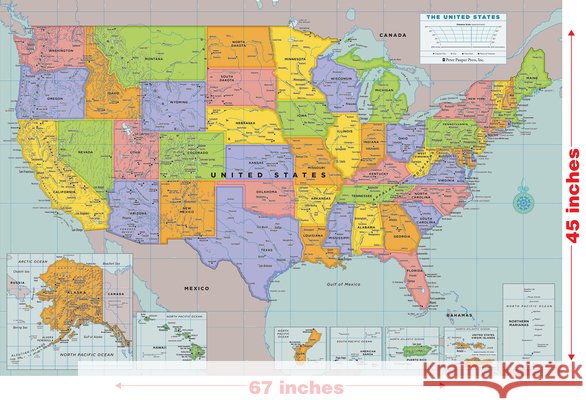 Laminated USA Wall Map (67'' W X 45'' H) David Lindroth 9781441336156 Peter Pauper Press