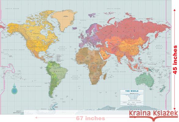 Laminated World Wall Map (67'' W X 45'' H) David Lindroth 9781441336804 Peter Pauper Press