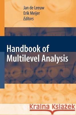 Handbook of Multilevel Analysis Deleeuw, Jan 9781441925121