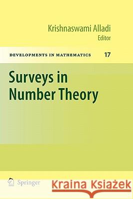 Surveys in Number Theory Krishnaswami Alladi 9781441926890