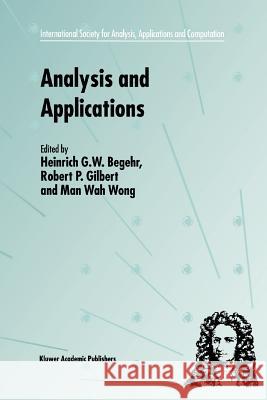 Analysis and Applications - Isaac 2001 Begehr, Heinrich G. W. 9781441952479