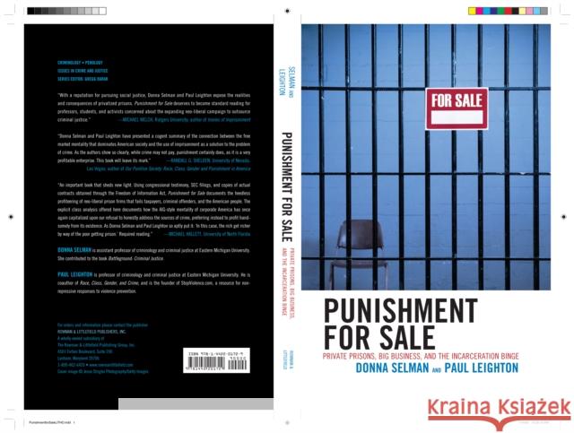 Punishment for Sale: Private Prisons, Big Business, and the Incarceration Binge Selman, Donna 9781442201729 Rowman & Littlefield Publishers, Inc.