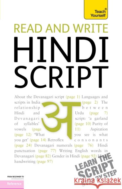 Read and write Hindi script: Teach Yourself Dr Dr Rupert Snell 9781444103915 John Murray Press