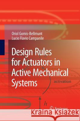 Design Rules for Actuators in Active Mechanical Systems Oriol Gomis-Bellmunt Lucio Flavio Campanile  9781447157564 Springer