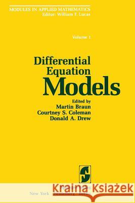 Differential Equation Models Martin Braun Courtney S Donald A 9781461254294 Springer