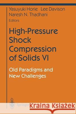 High-Pressure Shock Compression of Solids VI: Old Paradigms and New Challenges Horie, Yasuyuki 9781461265542 Springer