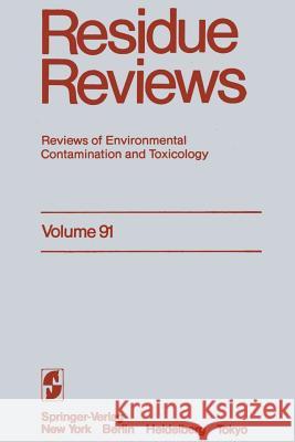 Residue Reviews: Reviews of Environmental Contamination and Toxicology Gunther, Francis a. 9781461297604