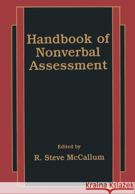 Handbook of Nonverbal Assessment R. Steve McCallum 9781461349457 Springer