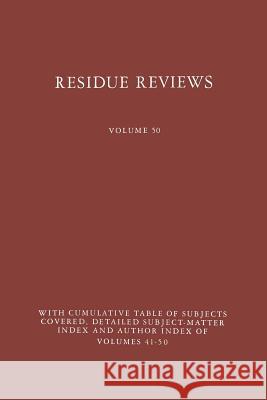 Residue Reviews Francis A. Gunther 9781461585039