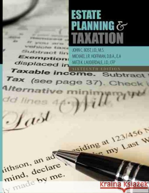Estate Planning and Taxation Bost Et Al 9781465295514 Kendall Hunt Publishing Company