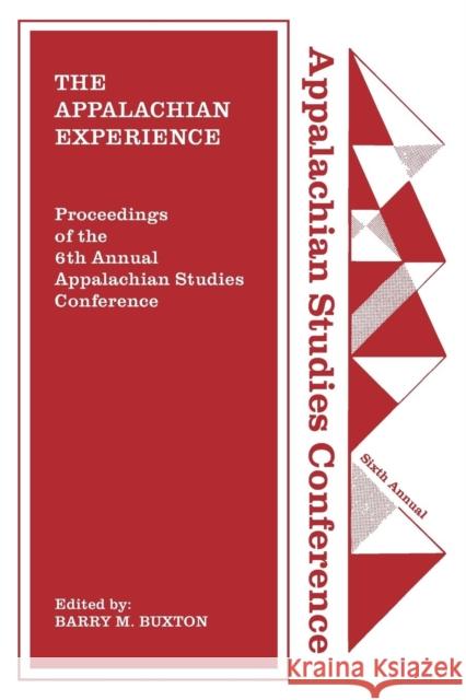 The Appalachian Experience Barry M. Buxton 9781469636719