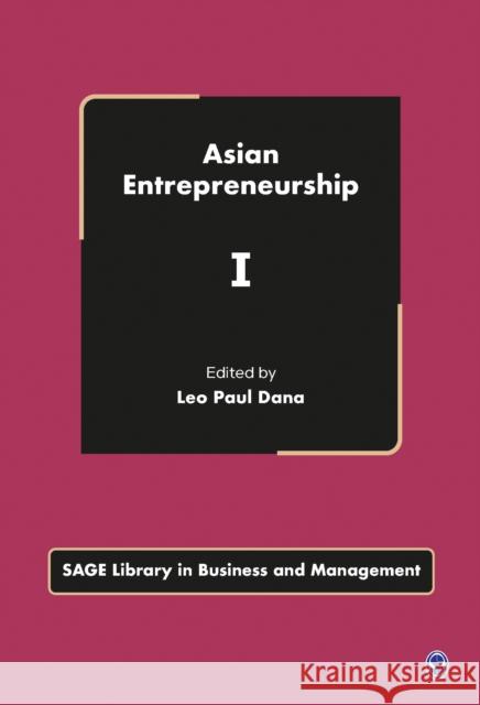 Asian Entrepreneurship Leo Paul Dana 9781473913813 Sage Publications Ltd