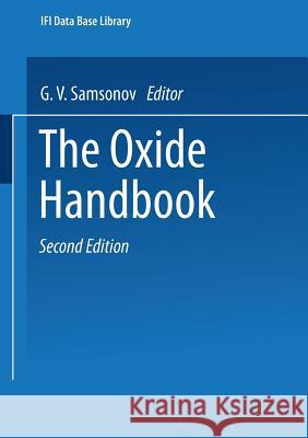 The Oxide Handbook G. Samsonov 9781475716153