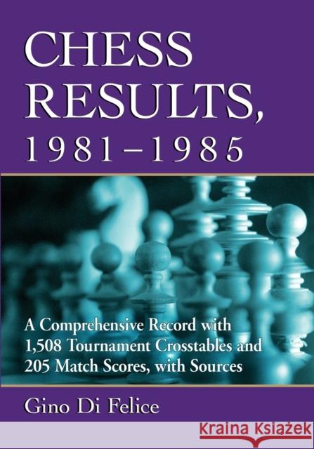 Chess Results, 1981-1985: A Comprehensive Record with 1,508 Tournament Crosstables and 205 Match Scores, with Sources Di Felice, Gino 9781476684024