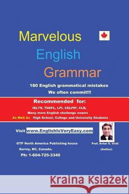 Marvelous English Grammar: 180 English Grammatical Mistakes Virdi, Avtar S. 9781483657295